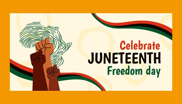 juneteenth 축 하를 위한 평면 가로 배너 서식 파일