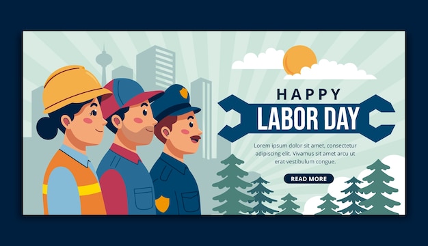 Flat horizontal banner template for labor day celebration