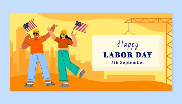 Flat horizontal banner template for labor day celebration