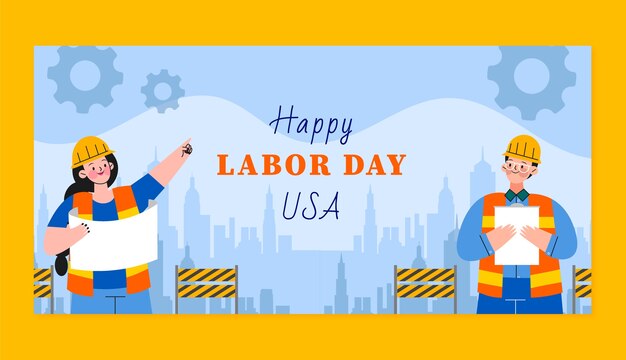 Flat horizontal banner template for labor day celebration