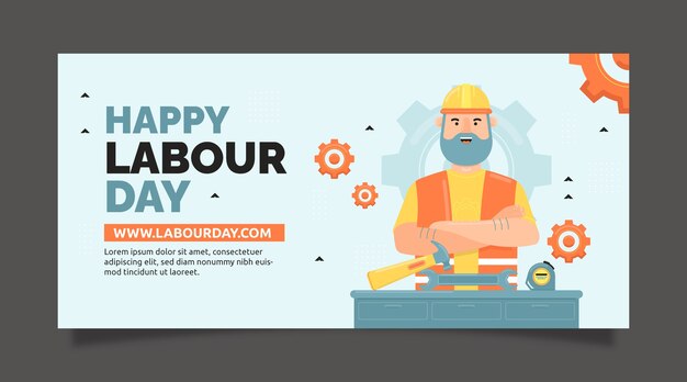 Flat horizontal banner template for labour day celebration