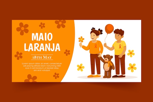 Flat horizontal banner template for maio laranja awareness