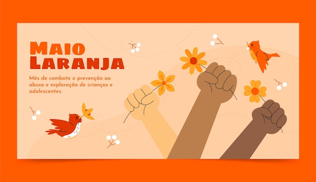 Flat horizontal banner template for maio laranja awareness