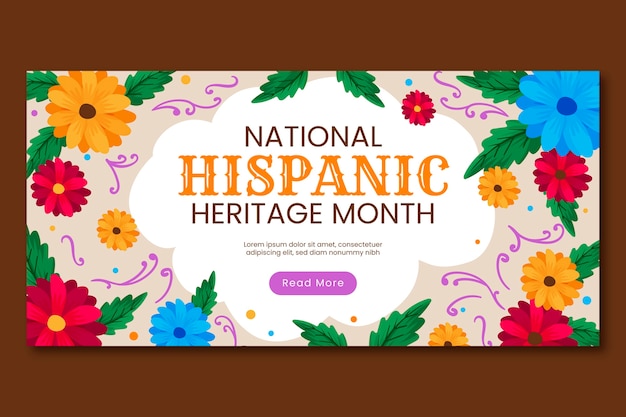 Free vector flat horizontal banner template for national hispanic heritage month