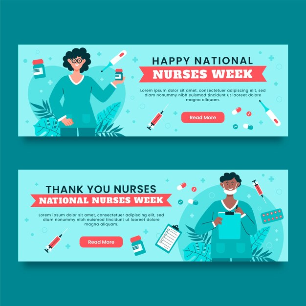 Free Vector Flat horizontal banner template for national nurses week
