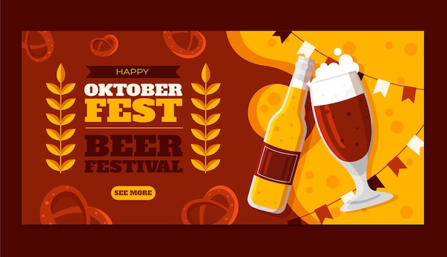 Flat horizontal banner template for oktoberfest festival