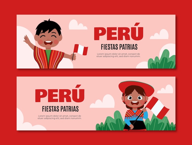 flat horizontal banner template for peruvian fiestas patrias celebrations