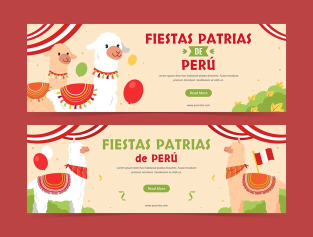 flat horizontal banner template for peruvian fiestas patrias celebrations