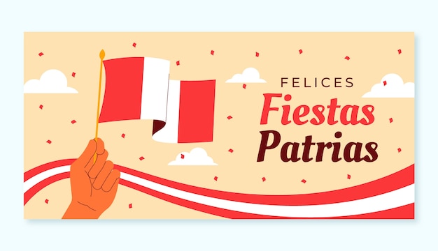 Flat horizontal banner template for peruvian fiestas patrias celebrations