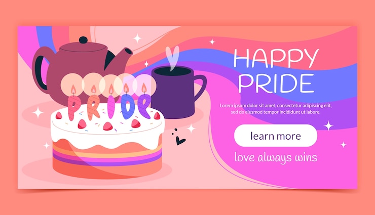 Free Vector flat horizontal banner template for pride month celebration