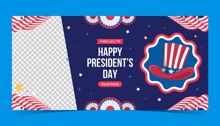 Free Vector flat horizontal banner template for usa presidents day holiday