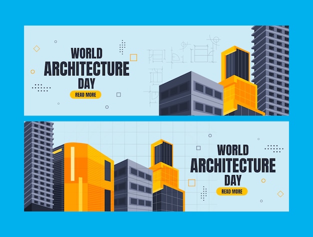 Flat horizontal banner template for world architecture day