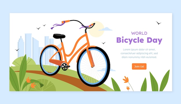 Flat horizontal banner template for world bicycle day celebration