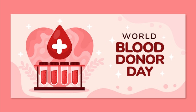 Free vector flat horizontal banner template for world blood donor day awareness