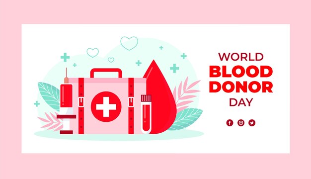 Flat horizontal banner template for world blood donor day