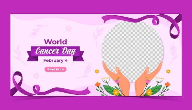 flat horizontal banner template for world cancer day awareness