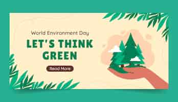 Free vector flat horizontal banner template for world environment day celebration