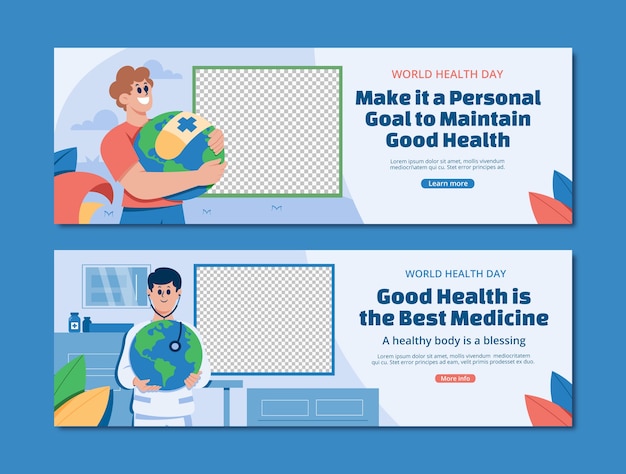 Free vector flat horizontal banner template for world health day awareness