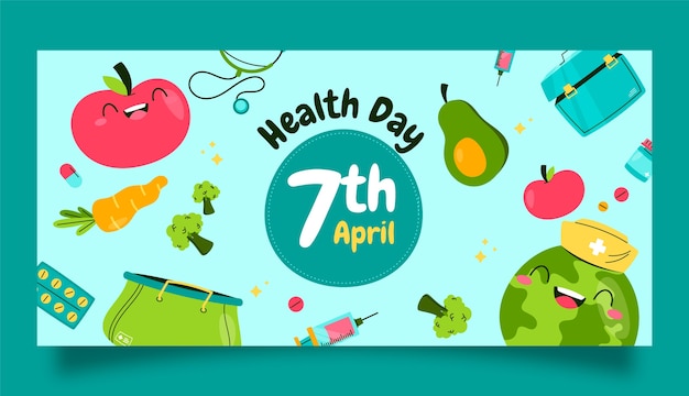 Free vector flat horizontal banner template for world health day celebration