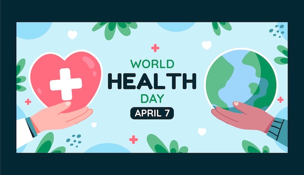 Flat horizontal banner template for world health day celebration