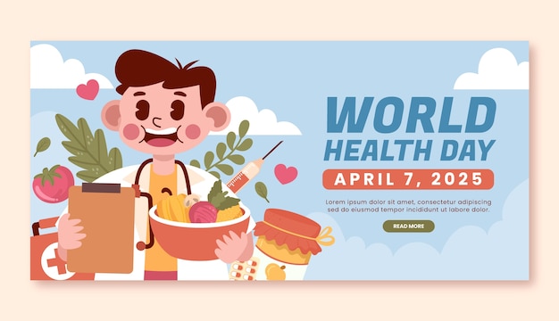 Free vector flat horizontal banner template for world health day celebration