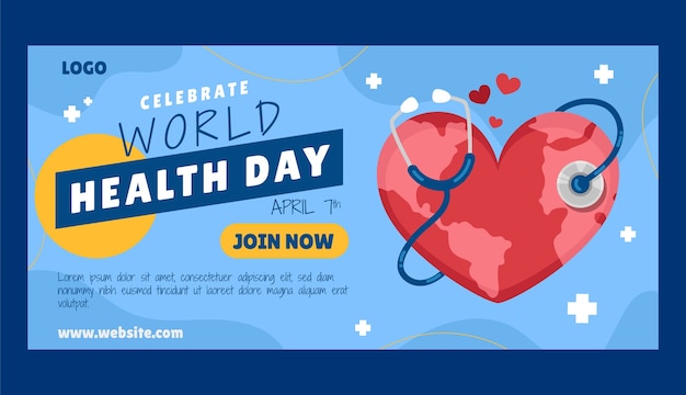 Free vector flat horizontal banner template for world health day