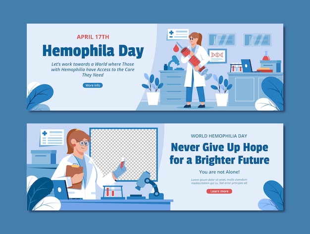 Flat horizontal banner template for world hemophilia day awareness