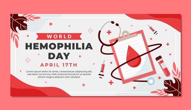 Flat horizontal banner template for world hemophilia day awareness