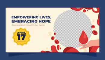 Free vector flat horizontal banner template for world hemophilia day