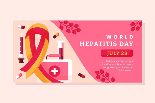 Flat horizontal banner template for world hepatitis day awareness