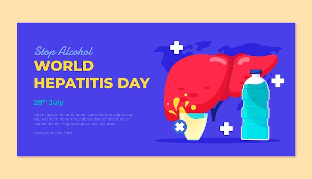 Flat horizontal banner template for world hepatitis day awareness