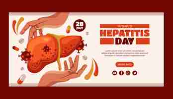 Free vector flat horizontal banner template for world hepatitis day awareness