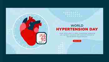 Free vector flat horizontal banner template for world hypertension day