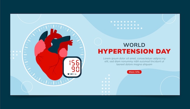 Flat horizontal banner template for world hypertension day