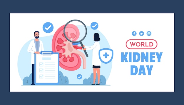 Flat horizontal banner template for world kidney day