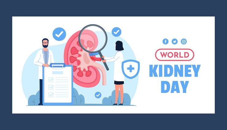 Free Vector flat horizontal banner template for world kidney day