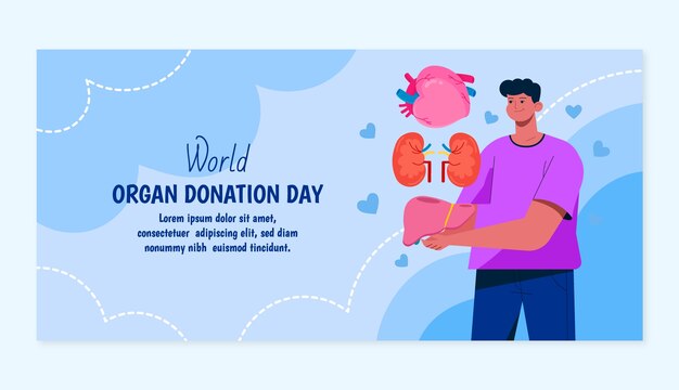 flat horizontal banner template for world organ donation day