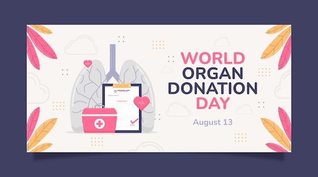 Flat horizontal banner template for world organ donation day