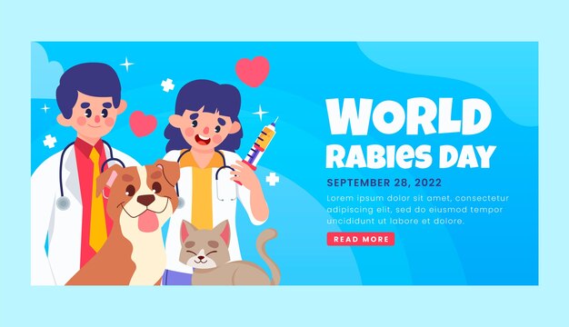 Flat horizontal banner template for world rabies day