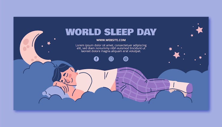 無料Vector 世界睡眠デーのためのフラット横のバナーテンプレート