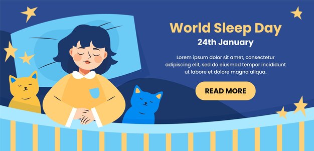 Flat horizontal banner template for world sleep day