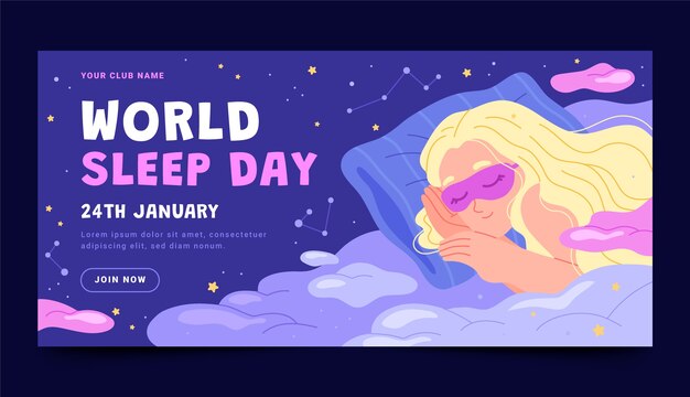 Flat horizontal banner template for world sleep day