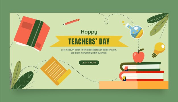 Flat horizontal banner template for world teachers' day celebration