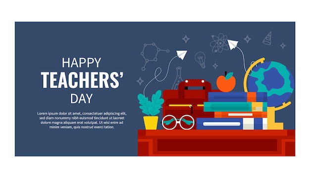 Flat horizontal banner template for world teachers' day celebration