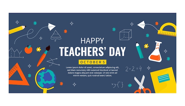 Flat horizontal banner template for world teachers' day celebration