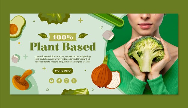 Flat horizontal banner template for world vegan day event