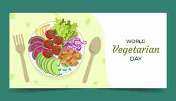 Free vector flat horizontal banner template for world vegetarian day