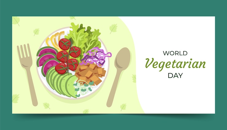Free Vector flat horizontal banner template for world vegetarian day