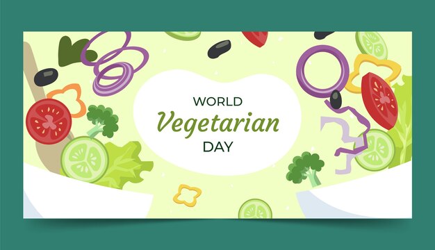 Flat horizontal banner template for world vegetarian day