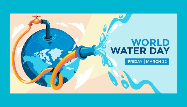 Free vector flat horizontal banner template for world water day awareness